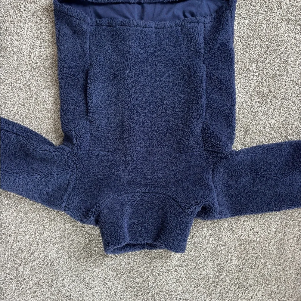 Lululemon Warmth Restore Long Pullover Fleece Sherpa Navy Pockets Mock - Picture 8 of 10